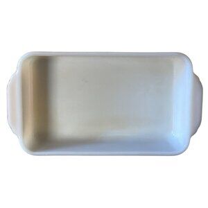 Fire-King 1.5 Qt 410 White Milk Glass Loaf Pan With Handles Vintage Bakeware
